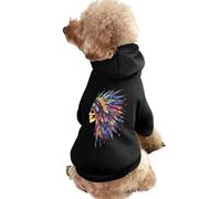 Native Indian Chief Skull Printed Dog Hoodie Breathable Soft Cat Sweatshirt for Small Medium Large 2XL