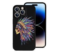 Native Indian Chief Skull Printed Phone Case Unisex Cute Hard Cellphone Protective Cover Compatible with iPhone 14/14 Plus/14 Pro/14 Pro Max