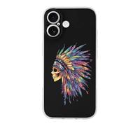 Native Indian Chief Skull Printed Phone Case Unisex Cute Trendy Cellphone Protective Cover Compatible with iPhone 17/17 Pro/17 Pro Max/17 Air