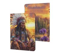 Native Indian Chief Sunset Cute Tablet Case Unisex Slim Hard Protective Cover Compatible with iPad 9th/ 8th/ 7th