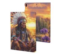 Native Indian Chief Sunset Cute Tablet Case Unisex Slim Hard Protective Cover Compatible with iPad 9th/ 8th/ 7th