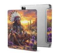 Native Indian Chief Sunset Cute Tablet Case with Pencil Holder Unisex Slim Hard Protective Cover Compatible with iPad 2020 /Pro 2020/2020 AIR 4 /Pro 2021