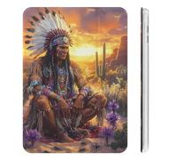Native Indian Chief Sunset Cute Tablet Case with Pencil Holder Unisex Slim Hard Protective Cover Compatible with iPad Mini 4/5/6