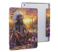 Native Indian Chief Sunset Cute Tablet Case with Pencil Holder Unisex Slim Hard Protective Cover Compatible with iPad 2020 /Pro 2020/2020 AIR 4 /Pro 2021