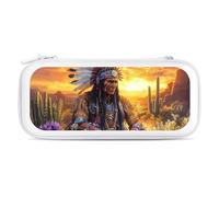 Native Indian Chief Sunset Printed Carrying Case for Switch Hard Protective Cover for Game Card and Accessories
