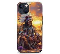 Native Indian Chief Sunset Printed Phone Case Unisex Cute Trendy Cellphone Protective Cover Compatible with iPhone 13/13 Pro/13 Pro Max/13 Mini