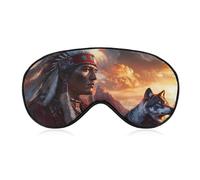 Native Indian Chief Wolf Comfortable Sleep Mask with Adjustable Strap Soft Eyeshade for Night Sleeping Flight Nap Travel