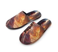 Native Indian Chief Wolf Men's Cozy Memory Foam Slippers Warm Cotton House Shoes Comfy Slipper for Indoor Outdoor