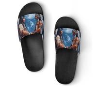 Native Indian Chiefs Wolf And Moon Slide Sandals Shower Shoes | Non Slip Summer House Slippers Beach Vacation Sandals for Men Women