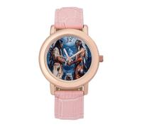 Native Indian Chiefs Wolf and Moon Women's Wrist Watch Fashion Alloy Quartz Watch with Strap Easy to Read