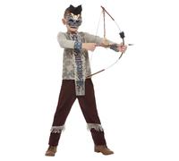 Native Indian Dark Spirit Zulu Warrior Boys Girls Fancy Dress Costume Halloween