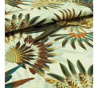 Native Indian Feather Chief Hat Print Upholstery Fabric, Brown, Per Metre