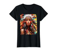 Native Indian Female Value Graphic T-Shirt, Women, Black, S