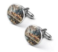Native Indian Return Home From War Mens Classic Cufflinks Custom Shirt Cuff Links Jewelry Accessories for Business Wedding 0.7" 0.8"