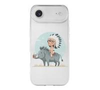 Native Indian Riding on Wild Boar TPU Phone Case Protective Cover Compatible with iPhone 17/17 Air/17 Pro/17 Pro Max