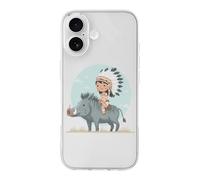 Native Indian Riding on Wild Boar TPU Phone Case Protective Cover Compatible with iPhone 17/17 Air/17 Pro/17 Pro Max