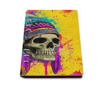 Native Indian Skull Leather A5 Binder Notebook Refillable Travel Journal with 90 Sheets Personal Planner for Women Men