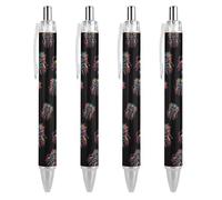 Native Indian Skull Retractable Ballpoint Pen Black Ink Ball Point 0.5mm Smooth Writing Note Taking Accessories For Office 4 PCS