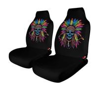 Native Indian Skull Soft Car Seat Cover Elastic Front Seats Protector Universal Fit for Most Automotive Trucks SUVs