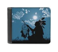 Native Indian Tribal Culture Luck Dreamcatcher1 Funny Men's Wallets Slim Front Pockets Bifold Wallet with ID Credit Card Holder