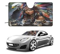 Native Indian U.S. Women Wolf Foldable Car Windscreen for Front Window