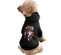 Native Indian Wolf Colorful Printed Dog Hoodie Breathable Soft Cat Sweatshirt for Small Medium Large XL
