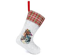 Native Indian Wolf Head Women Flower Personalized Christmas Stockings Hanging Sequin Xmas Stocking for Tree Holiday Party Decor