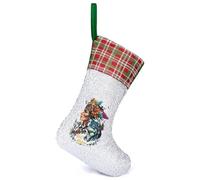 Native Indian Wolf Head Women Flower Personalized Christmas Stockings Hanging Sequin Xmas Stocking for Tree Holiday Party Decor