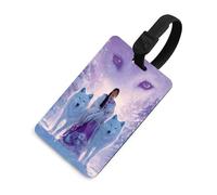 Native Indian Woman Wolf Funny Luggage Tag Identifiers Travel Bag Tags with Name ID Label for Suitcase Backpack