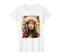Native Indian Womens Value Graphic T-Shirt, Women, White, L