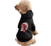 Native Indians Skull Funny Dog Sweatshirt with Hat Soft Comfortable Vest Suit Cute Clothes for Cat Puppy