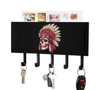 Native Indians Skull Printed Key Hooks for Wall Key Holder Hanging Coat Hat Rack Hook Storage Organizer