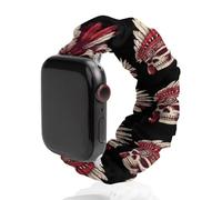 Native Indians Skull Printed Scrunchie Watch Band Compatible with IWatch Soft Elastic Replacement Straps