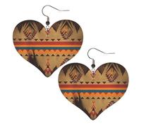 Native Leather Earrings for Women Heart Dangle Earrings Lightweight Drop Earring Jewelry Gift