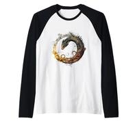 Native Mexican Civilizatio Aztec Feathered Serpent Ouroboros Raglan Baseball Tee