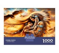 Native Mom Eagle 1000 Piece Classic Jigsaw Puzzle Tribal Maternal Grace Jigsaw Puzzle Bundle Sturdy Cardboard DIY Fun Challenging Family Game Beautiful Decor Kids 70x50cm/1000pcs