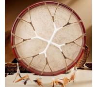 Native n Shaman Drum Handmade Buffalo Hid Drum 16 18 20 Inch Ritual Hand Drum for Ceremonies Spiritual Music Adult Use (Oril Color Model 45cm)
