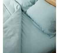 Native Natural Aqua Double 100% Linen Fitted Sheet (140x190cm) in Blue | Size: Double Fitted Native Natural Blue Double Fitted