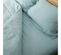 Native Natural Aqua Single 100% Linen Fitted Sheet (90X190Cm)