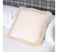Native Natural Beige Linen Cushion Sheepskin Trim 45X45Cm