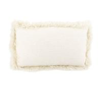 Native Natural Beige Linen Cushion Sheepskin Trim 45x45cm in Cream | Size: 45 cm x 45 cm Native Natural Cream 45 cm x 45 cm