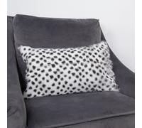 Native Natural Black Dot Goatskin Print Cushion in White Native Natural White
