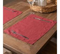 Native Natural Brick Red Set Of 4 100% Linen Placemats