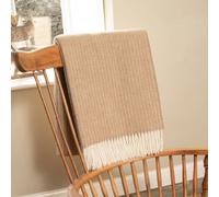 Native Natural Cable Pattern Beige Wool Blanket