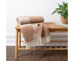 Native Natural Checkerboard Beige Wool Blanket