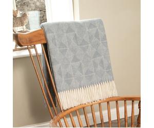 Native Natural Diamond Pattern Blue Wool Blanket | Size: Double Native Natural Blue Double
