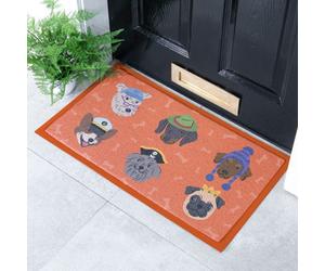 Native Natural Dogs With Hats Doormat (70 X 40Cm)