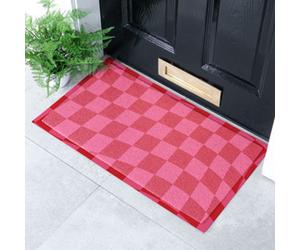 Native Natural Fuchsia Wavy Checkerboard Indoor & Outdoor Doormat - 70X40Cm