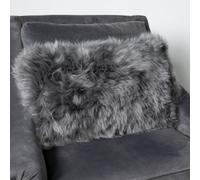 Native Natural Genuine Grey Long Hair Sheepskin Cushion 30X50Cm