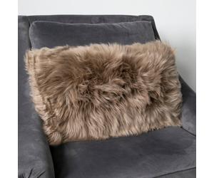 Native Natural Genuine Light Brown Long Hair Sheepskin Cushion 30X50Cm